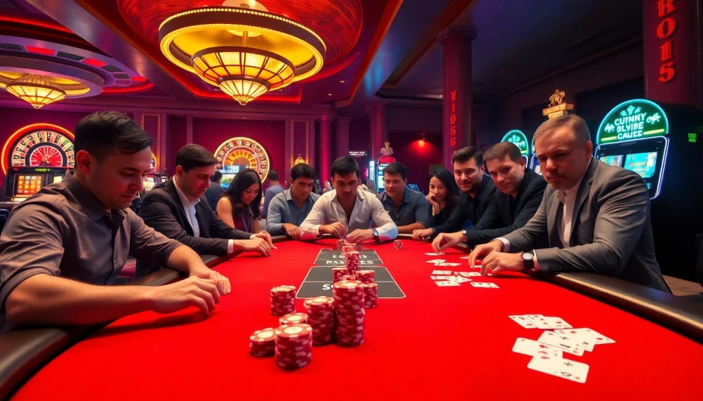 Exciting poker action at a casino table focusing on e28 gaming strategies and thrilling gameplay.