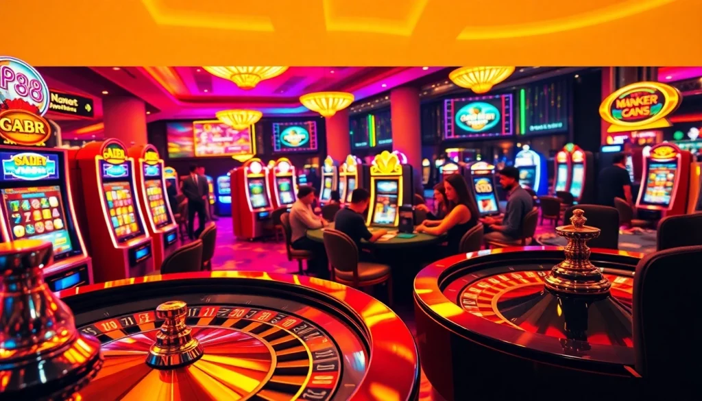 Experience thrilling games at https://af88.mba/, featuring vibrant slot machines and an exciting poker table.