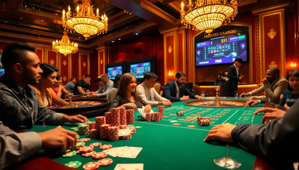 Experience the excitement of poker with players at an elegant casino table featuring chips and cards. Discover more at https://qq88.to/.
